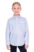 Hard Slog Kid's Lillia Half Placket Long Sleeve Shirt - Pale Blue/Pink - H6S7101156