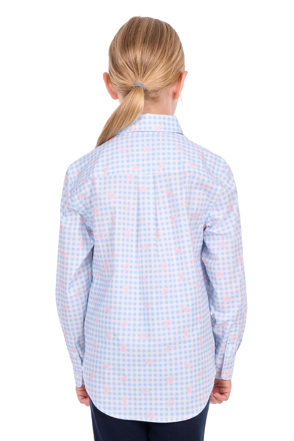Hard Slog Kid's Lillia Half Placket Long Sleeve Shirt - Pale Blue/Pink - H6S7101156