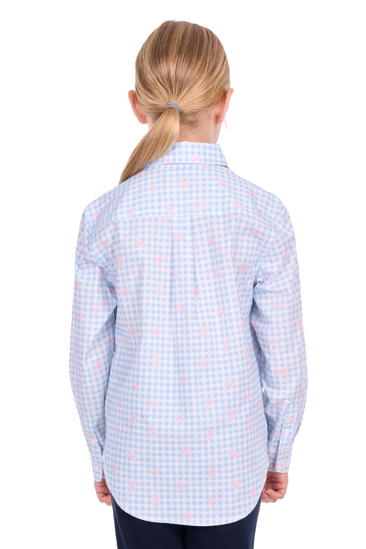 Hard Slog Kid's Lillia Half Placket Long Sleeve Shirt - Pale Blue/Pink - H6S7101156
