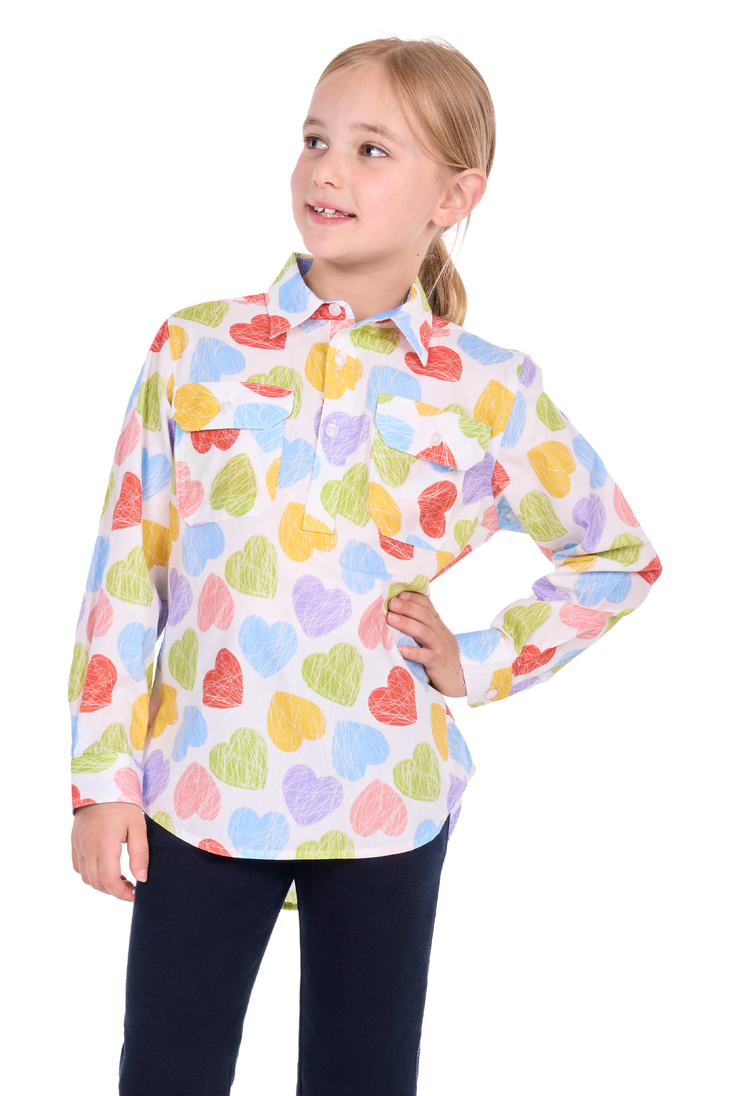 Hard Slog Kid's Polly Half Placket Long Sleeve Shirt - Multi - H6S7101157