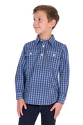 Hard Slog Kid's Wyatt Half Placket Long Sleeve Shirt - Blue - H6S7101187