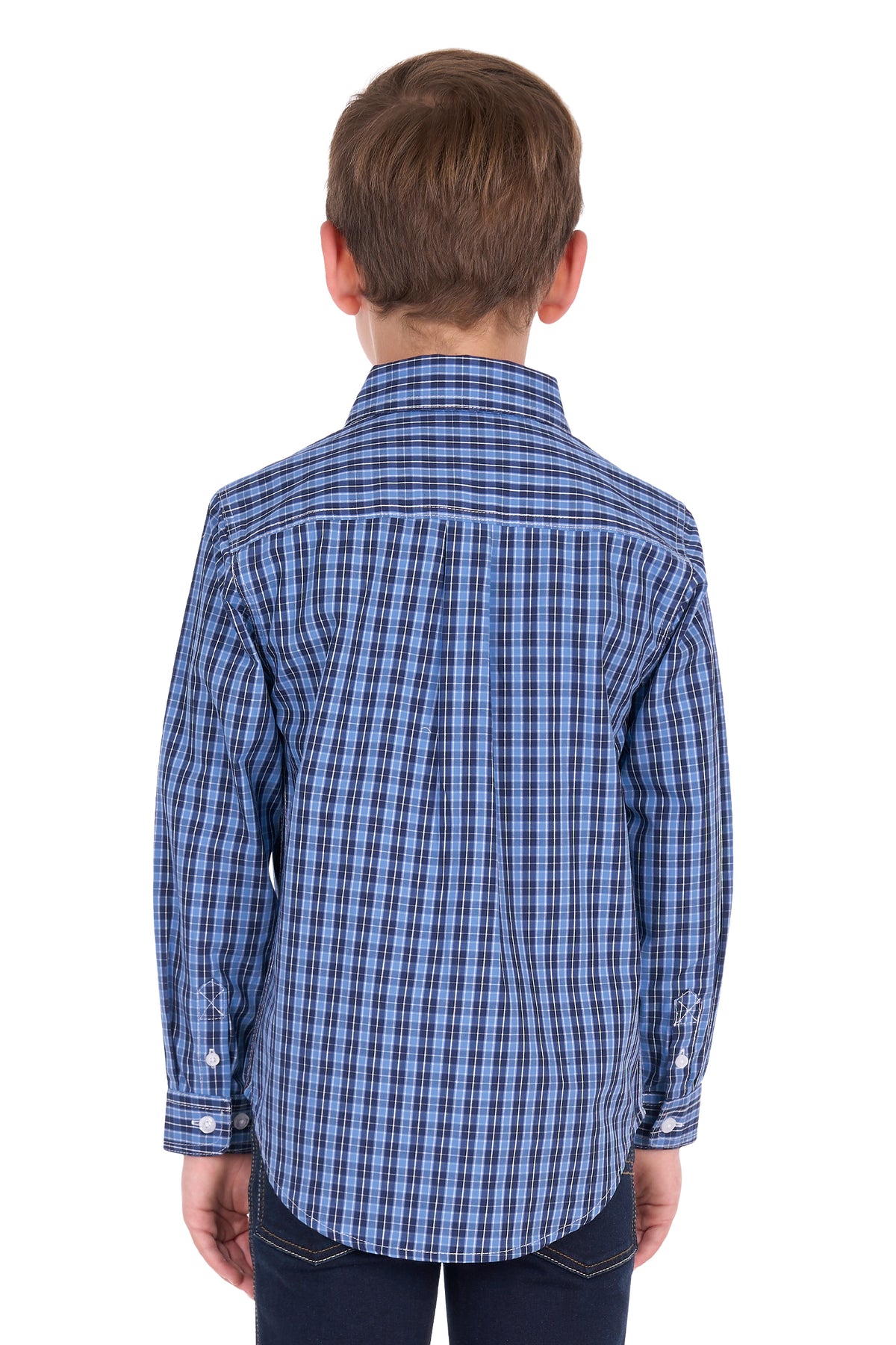 Hard Slog Kid's Wyatt Half Placket Long Sleeve Shirt - Blue - H6S7101187