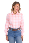 Pure Western Women's Kelli Check Long Sleeve Shirt - Peach/White - P6S2140251