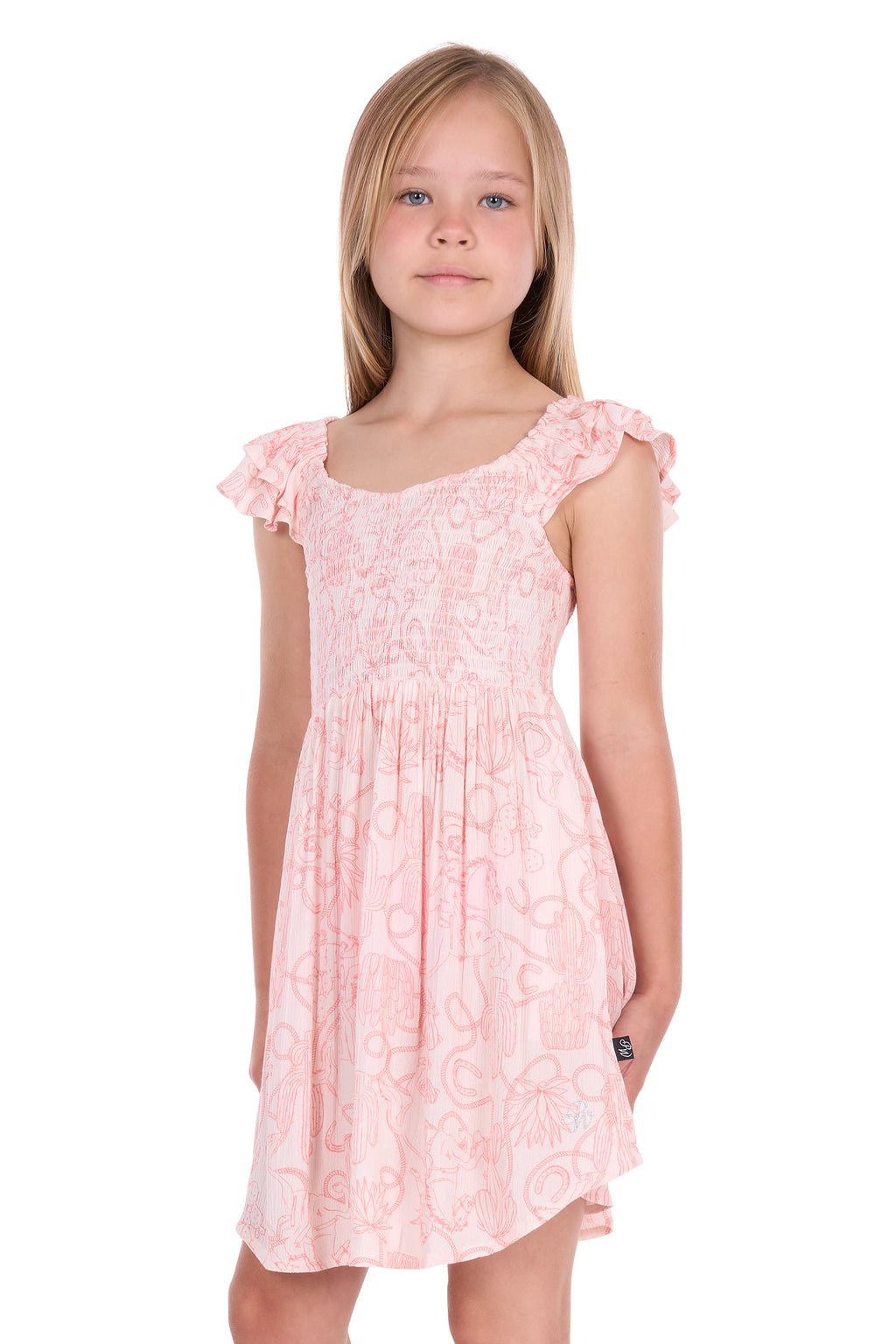 Pure Western Girls' Sara Short Sleeve Dress - Cream - P6S5401270