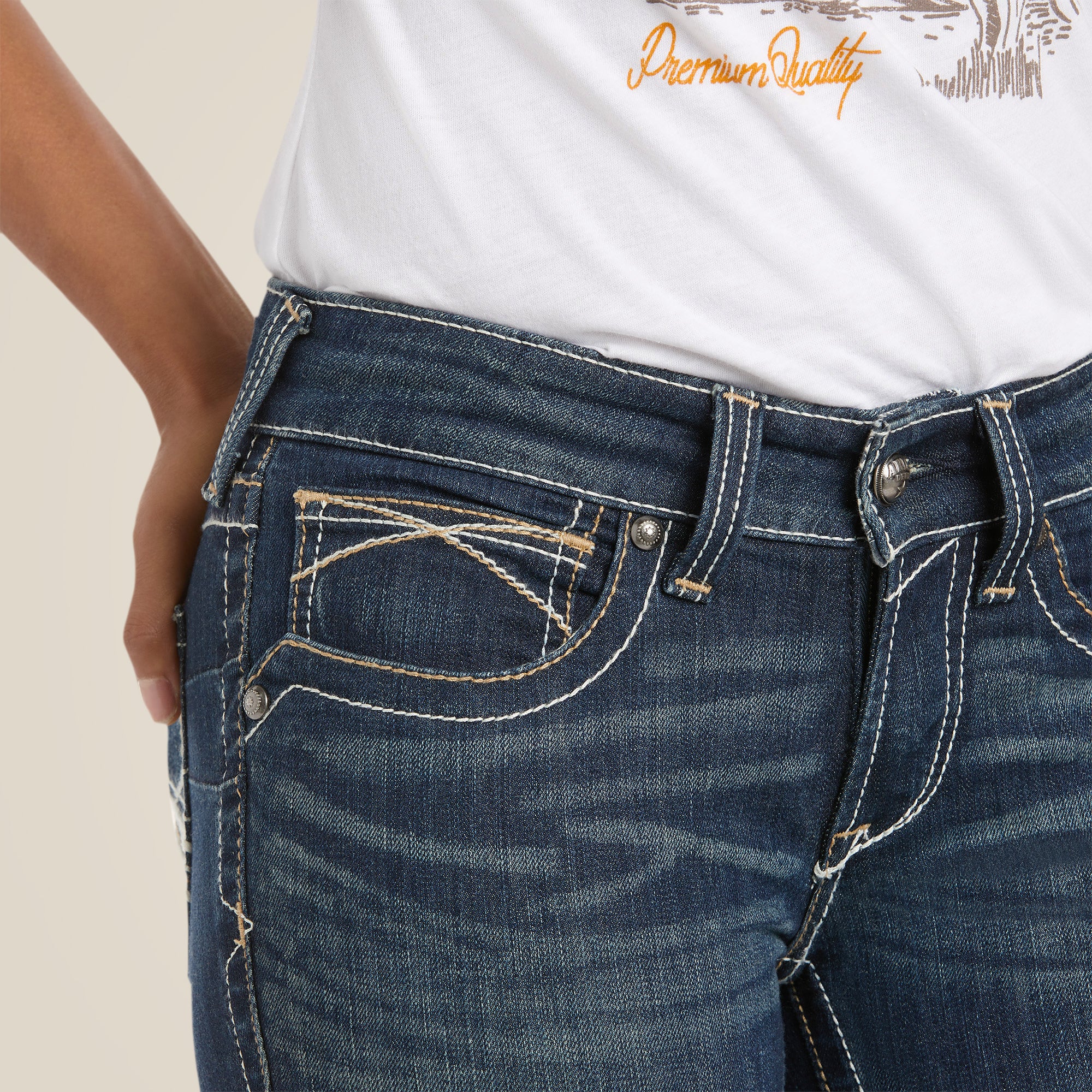 Ariat Women's R.E.A.L. Mid Rise Stretch Whipstitch Boot Cut Jeans - 10014022