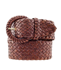 Waratah Jean Belt - Kangaroo Plaited Ladies Leather Buckle (43mm Wide 1 11/16")