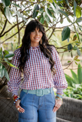 Hitchley & Harrow Women's LC Collection - LC36-2008 - Blue, Rust & White Gingham