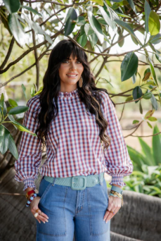 Hitchley & Harrow Women's LC Collection - LC36-2008 - Blue, Rust & White Gingham