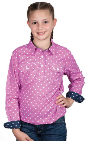 Just Country Girl's Harper Half Button Print Workshirt - GWLS2503