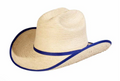 Sunbody Kids Cattleman Palm Leaf Hat - Natural/Royal Blue - HGKC-BE-RB