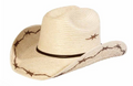 Sunbody Kids Cattleman Palm Leaf Hat - Natural/Barbed Wire - HGKC-BW2