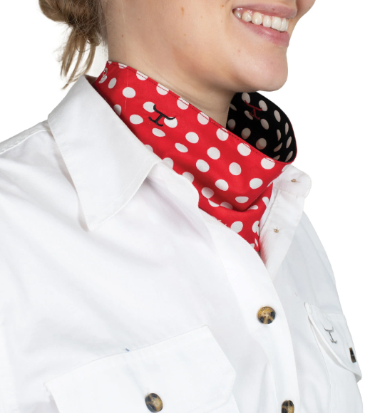 Just Country Women's Carlee Double Sided Scarf - Black Polka Dot/Red Polka Dot - SCF2558