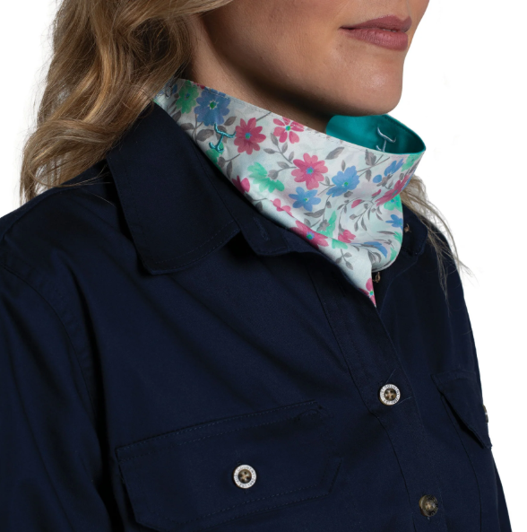 Just Country Women's Carlee Double Sided Scarf - Turquoise/White Confetti Floral - SCF2633