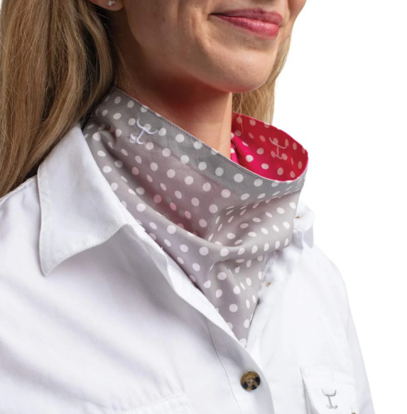 Just Country Women's Carlee Double Sided Scarf - Smoke Grey & White Polka Dots/Raspberry & White Dots - SCF2641