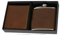 Pilbara Leather Wallet & Hip Flask Gift Box - Brown - RMPA009