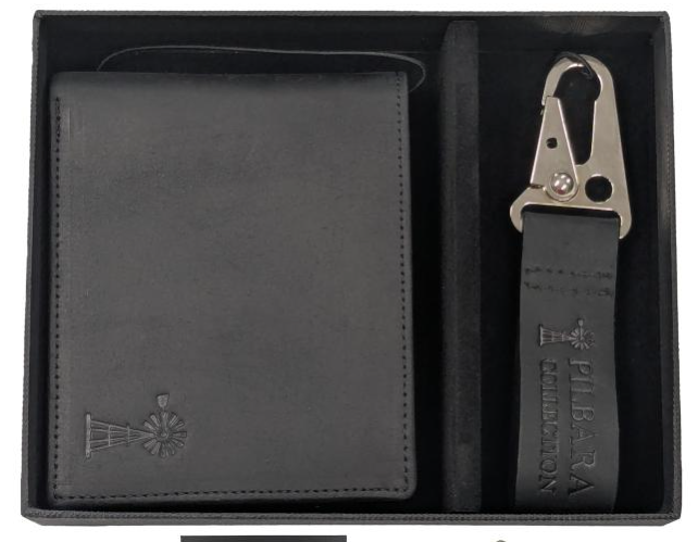 Pilbara Leather Wallet & Keychain Gift Box - RMPA010