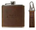 Pilbara Leather Keychain & Hip Flask Gift Box - Brown - RMPA011