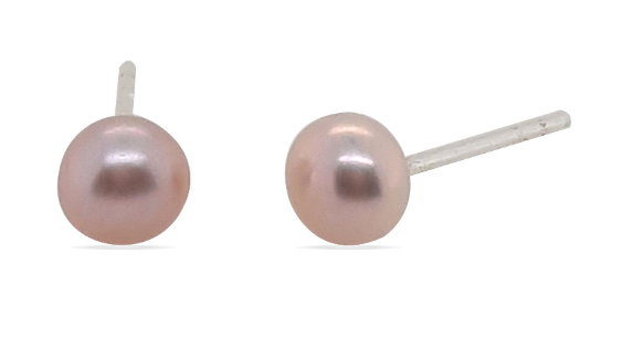 MCJ Earrings Freshwater Pearl Pink 8mm Studs - EB0807