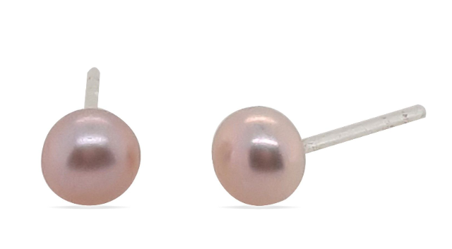 MCJ Earrings Freshwater Pearl Pink 10mm Studs - EB0904