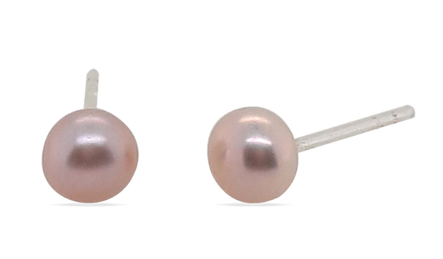 MCJ Earrings Freshwater Pearl Pink 12mm Studs - ER0072