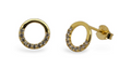 MCJ Stud Earrings Sterling Silver & Yellow Gold Plated CZ Circles - ER0664