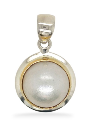 MCJ Sterling Silver & Yellow Gold Plated Pearl Pendant - PB0029