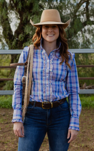 Black Colt Sara Shirt - Blue, Pink & Orange Check