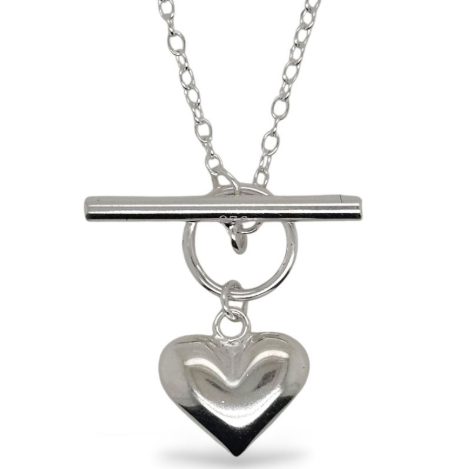MCJ S/S T-Bar Heart Necklace - BN0103