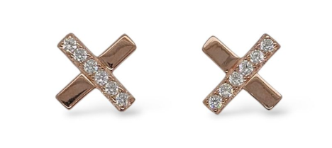MCJ S/S & RGP CZ Kisses Stud Earrings - ER0757