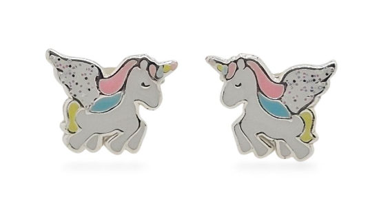 MCJ S/S & Enamel Pegasus Stud Earrings - ER0795