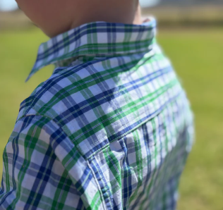 Black Colt Kids Full Button - Green & Blue Check