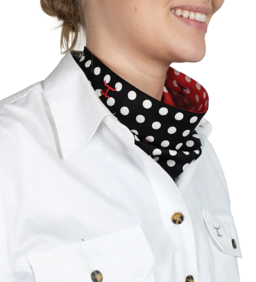 Just Country Women's Carlee Double Sided Scarf - Black Polka Dot/Red Polka Dot - SCF2558
