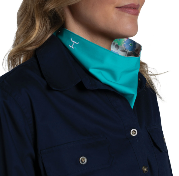 Just Country Women's Carlee Double Sided Scarf - Turquoise/White Confetti Floral - SCF2633