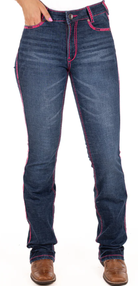 Hitchley & Harrow Ultra High Rise Jean - Hot Pink Stitch - SR2241
