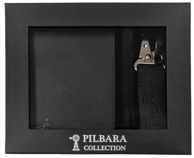 Pilbara Leather Wallet & Keychain Gift Box - RMPA010
