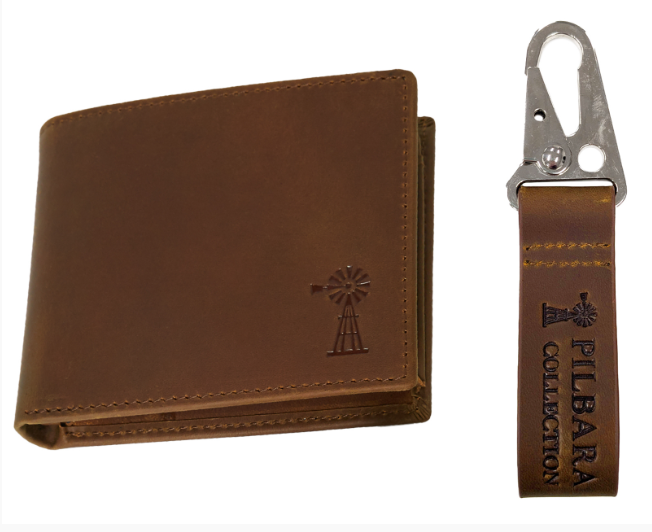 Pilbara Leather Wallet & Keychain Gift Box - RMPA010