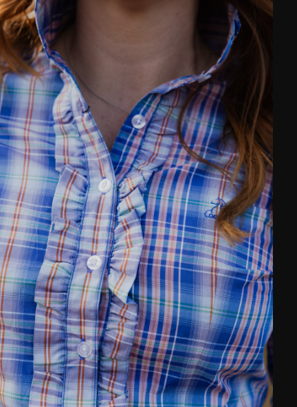 Black Colt Sara Shirt - Blue, Pink & Orange Check