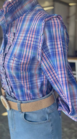 Black Colt Sara Shirt - Blue, Pink & Orange Check