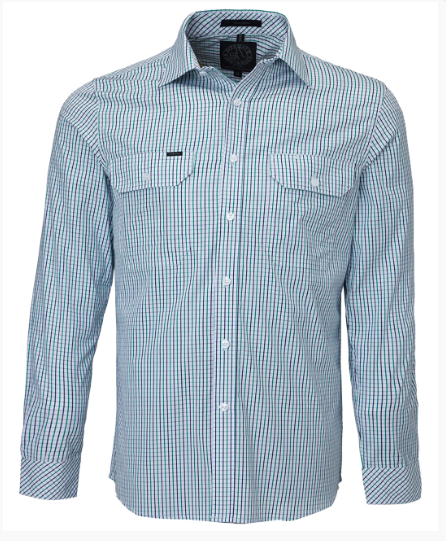 Pilbara Mens Long Sleeve Check Shirt Double Pocket - RMPC011