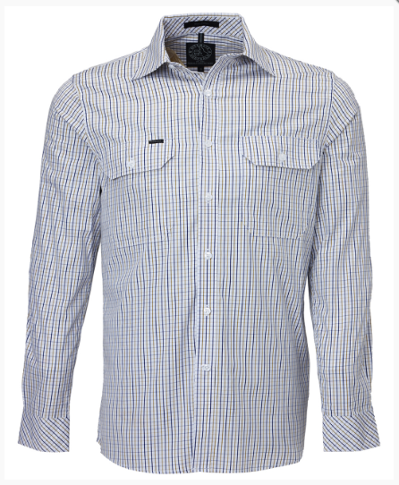 Pilbara Mens Long Sleeve Check Shirt Double Pocket - RMPC011
