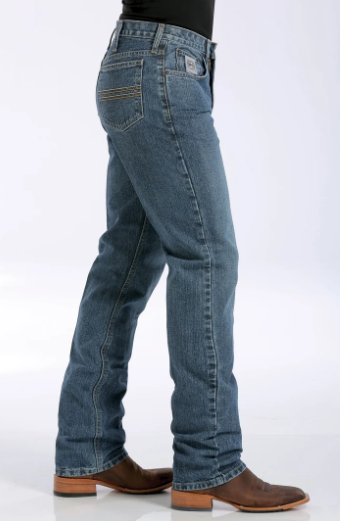 Cinch Silver Label Slim Mid Rise Straight Jean - Medium Stonewash - MB98034001