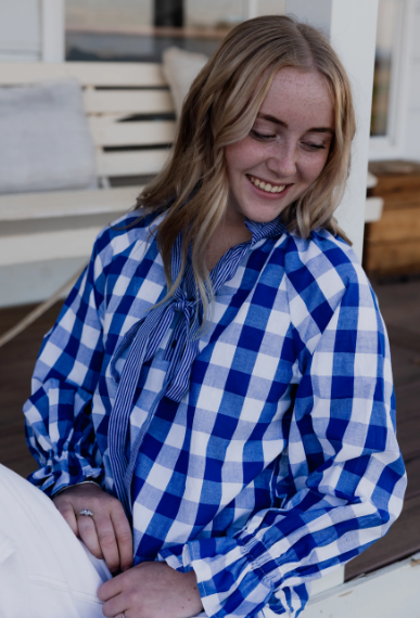 Black Colt Gabby Blouse - Blue Check