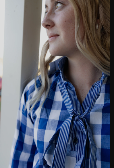 Black Colt Gabby Blouse - Blue Check