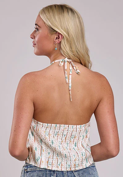 Roper Women's Halter Top - Cream Checker Stripe - 52590060