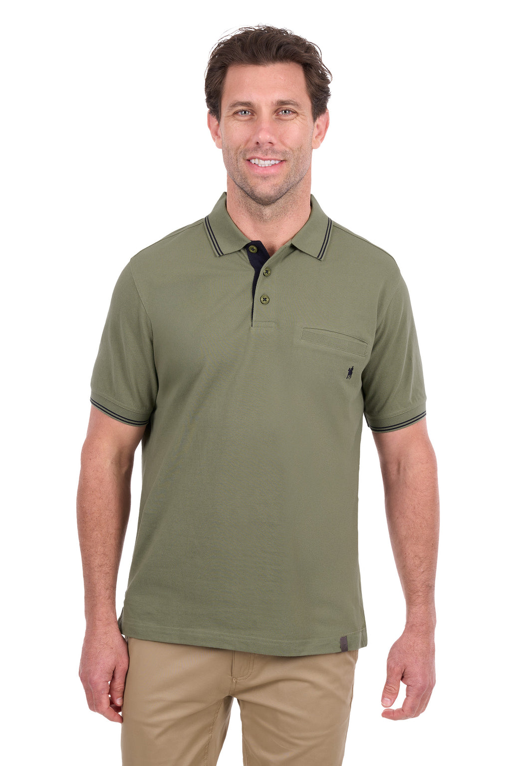 Thomas Cook Men's Henry Tailored 1-Pocket Short Sleeve Polo - Olive - T6S1506025
