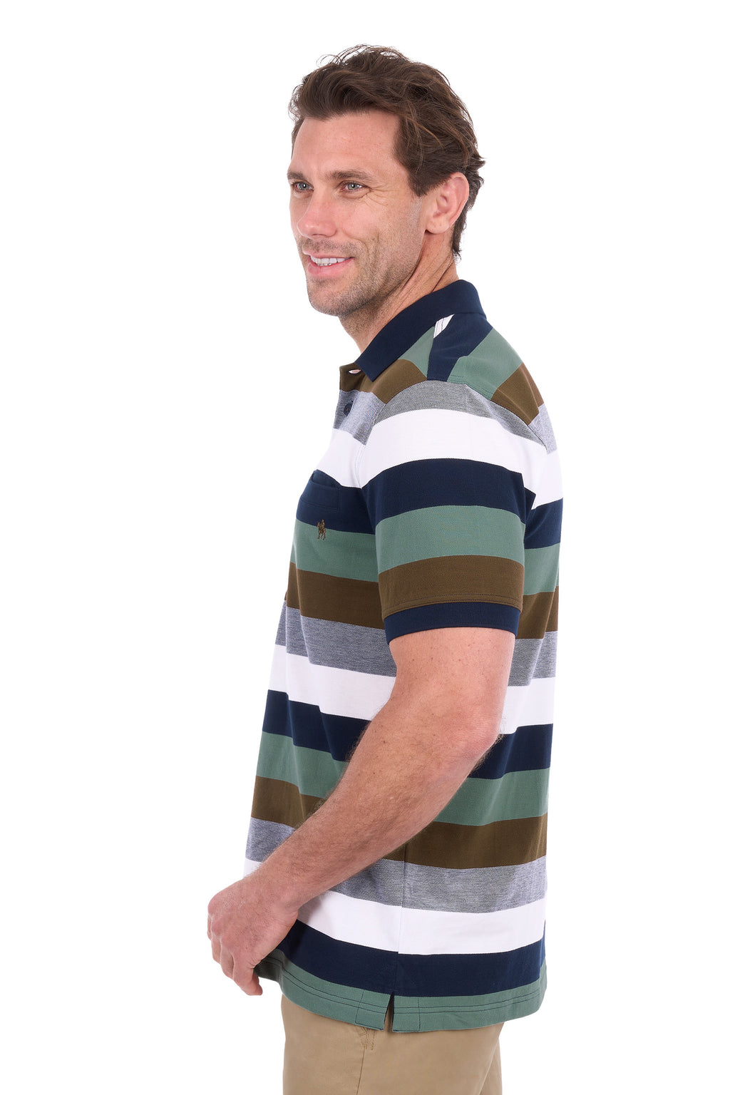 Thomas Cook Men's Wayne 1-Pocket Short Sleeve Polo - Tan/Sage - T6S1509020