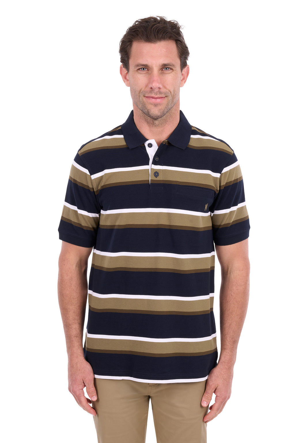 Thomas Cook Men's Vincent 1-Pocket Short Sleeve Polo - Navy/Tan - T6S1509023