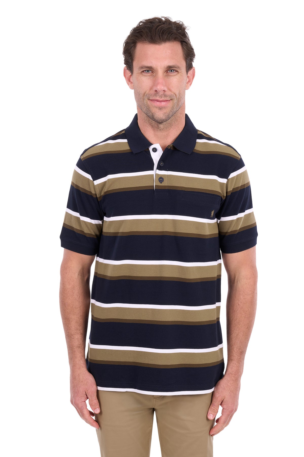 Thomas Cook Men's Vincent 1-Pocket Short Sleeve Polo - Navy/Tan - T6S1509023