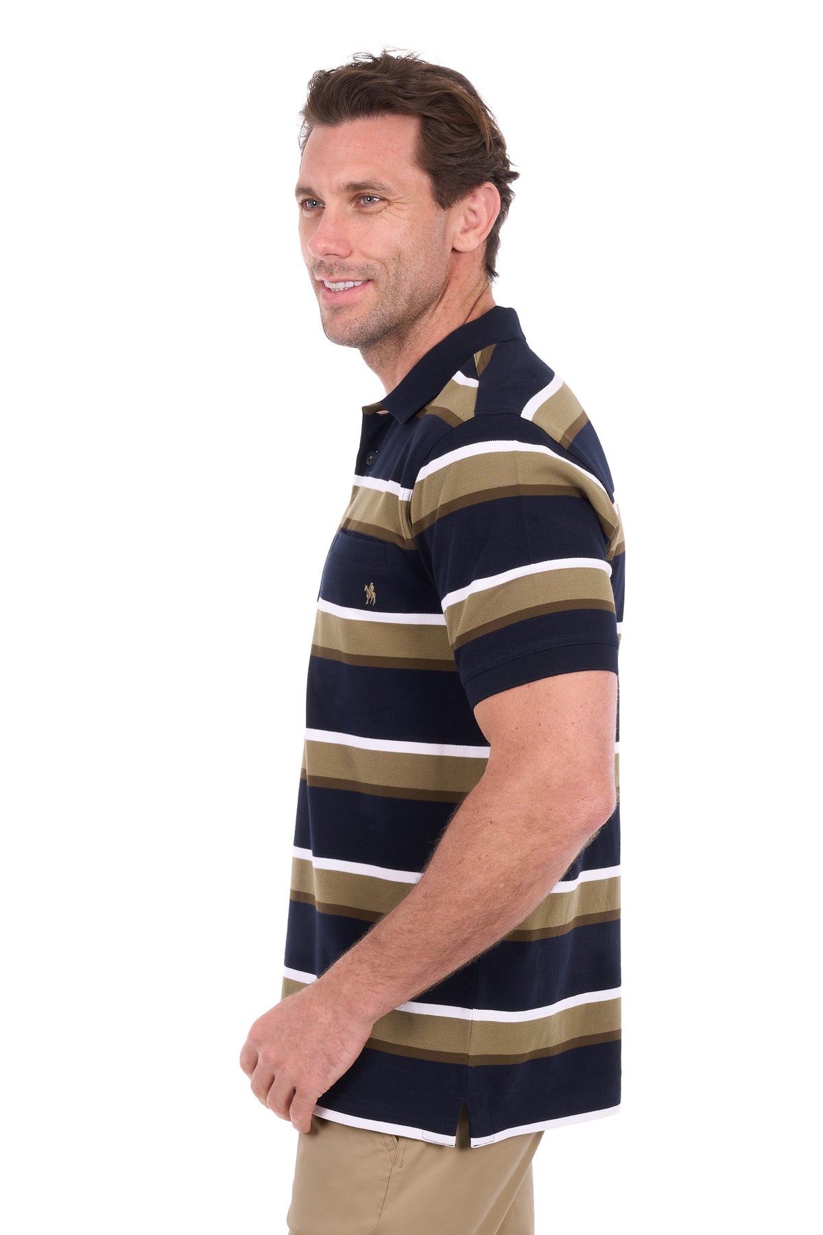 Thomas Cook Men's Vincent 1-Pocket Short Sleeve Polo - Navy/Tan - T6S1509023