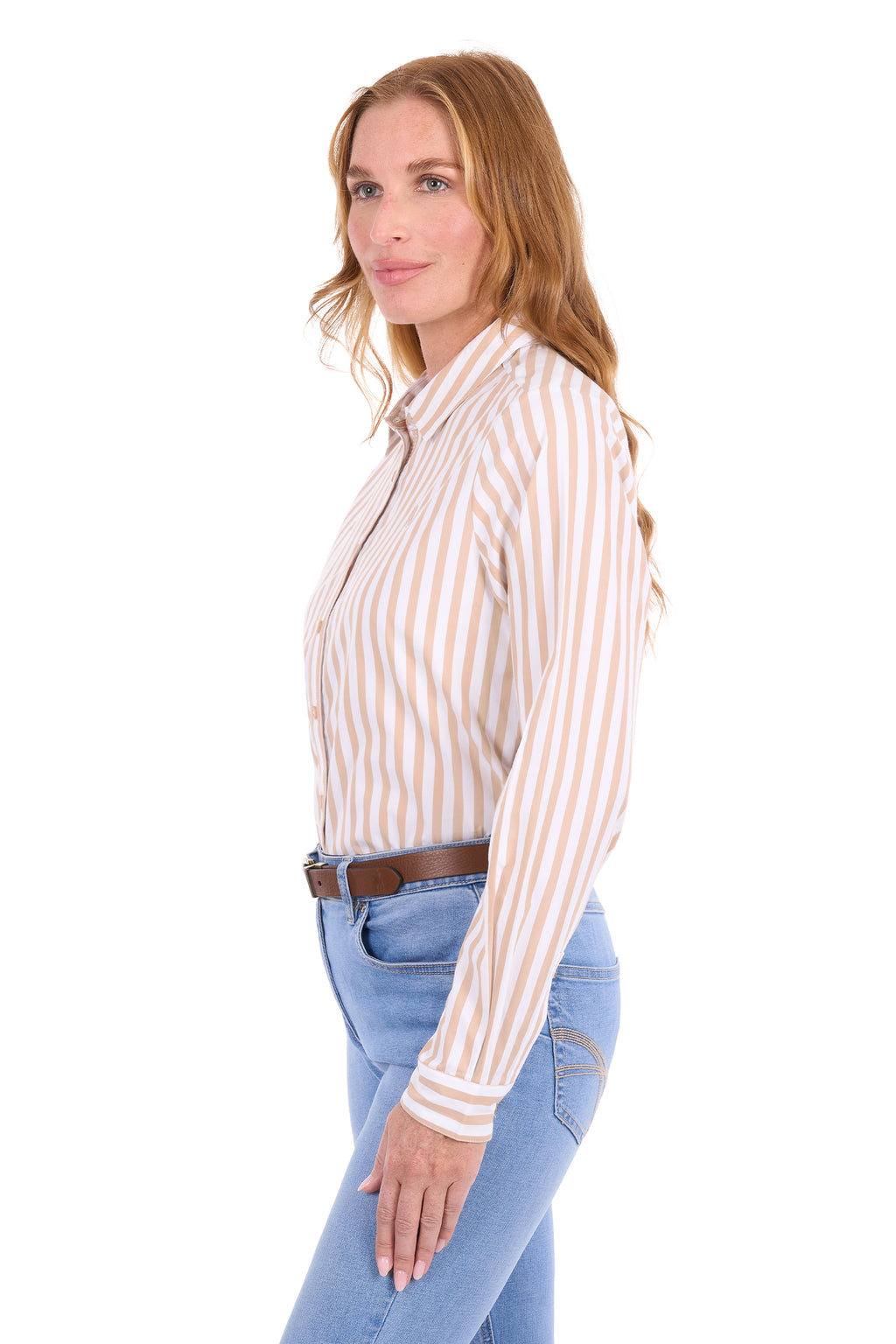 Thomas Cook Women's Ellie Long Sleeve Shirt - Tan/White - T6S2130067